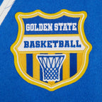 NBA GOLDEN STATE WARRIORS LETTERMAN BLOUSON COLLÉGIAL POUR HOMME (BLEU ROYAL/BLANC)