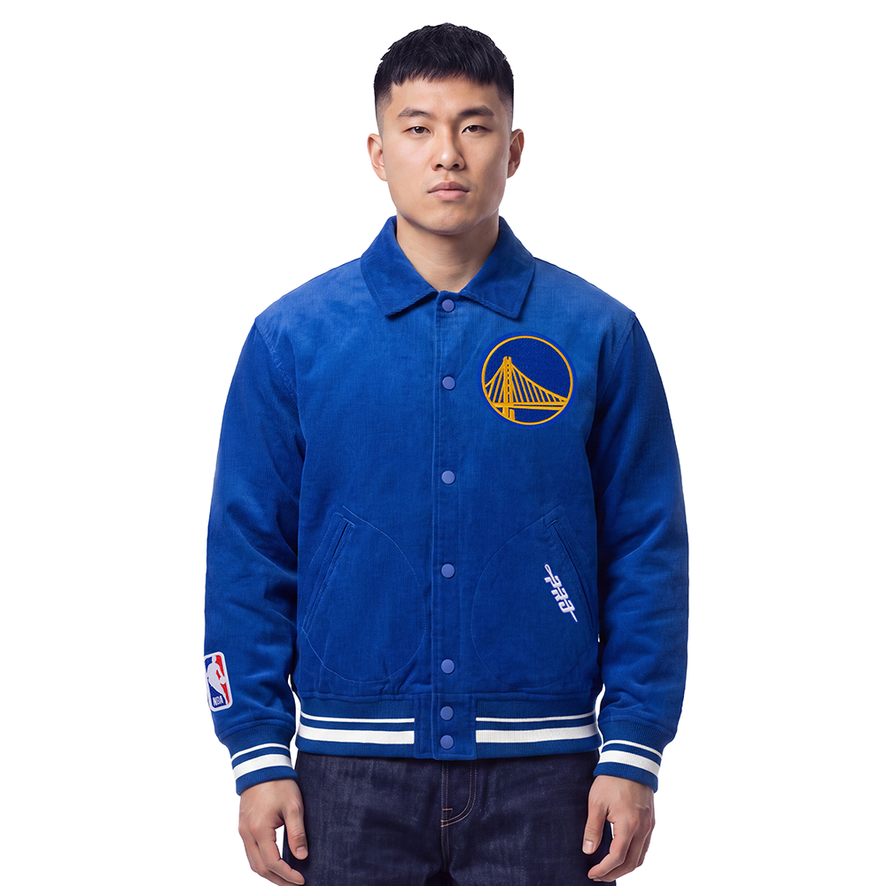 NBA GOLDEN STATE WARRIORS CLASSIC CORDUROY MANTEAU POUR HOMME (BLEU ROYAL)