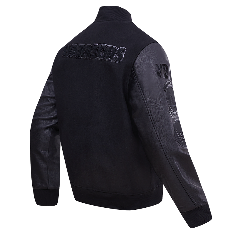 NBA GOLDEN STATE WARRIORS TRIPLE BLACK MEN'S VARSITY JACKET (TRIPLE BLACK)