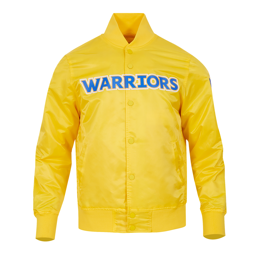 NBA GOLDEN STATE WARRIORS BLOUSON EN SATIN À GRAND LOGO D'ÉQUIPE POUR HOMME (JAUNE)