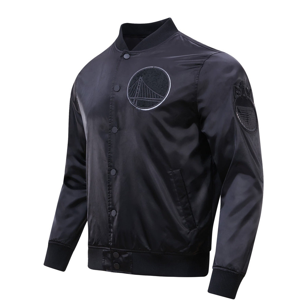 NBA GOLDEN STATE WARRIORS TRIPLE BLACK MEN'S SATIN JACKET (TRIPLE BLACK)