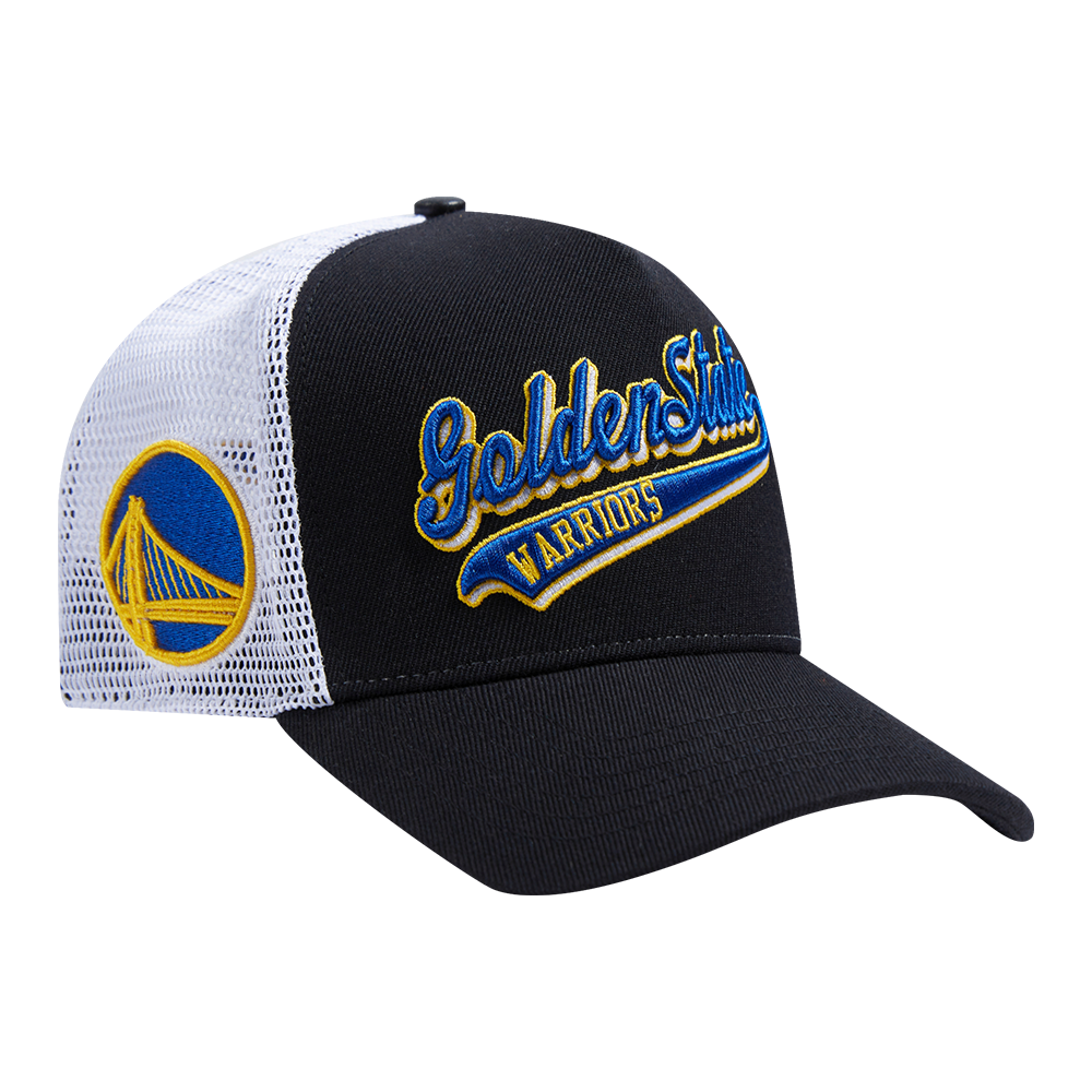 NBA GOLDEN STATE WARRIORS SCRIPT TAIL TRUCKER HAT (BLACK)