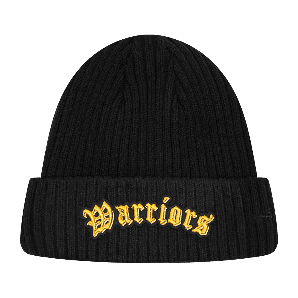 NBA GOLDEN STATE WARRIORS OLD ENGLISH BEANIE (BLACK)