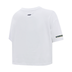 NBA GOLDEN STATE WARRIORS SCRIPT TAIL T-SHIRT EN JERSEY SIMPLE À COUPE CARRÉE POUR FEMME (BLANC)