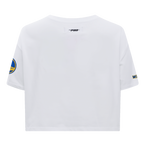 NBA GOLDEN STATE WARRIORS SCRIPT TAIL T-SHIRT EN JERSEY SIMPLE À COUPE CARRÉE POUR FEMME (BLANC)