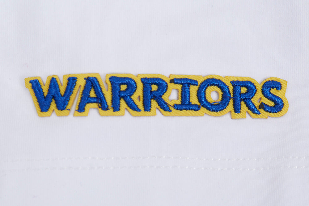 NBA GOLDEN STATE WARRIORS SCRIPT TAIL T-SHIRT EN JERSEY SIMPLE À COUPE CARRÉE POUR FEMME (BLANC)