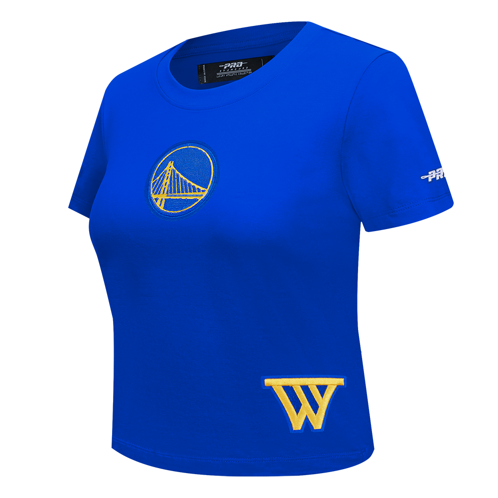 NBA GOLDEN STATE WARRIORS GAME DAY CLASSICS WOMEN'S SINGLE JERSEY BABY DOLL TEE (ROYAL BLUE)