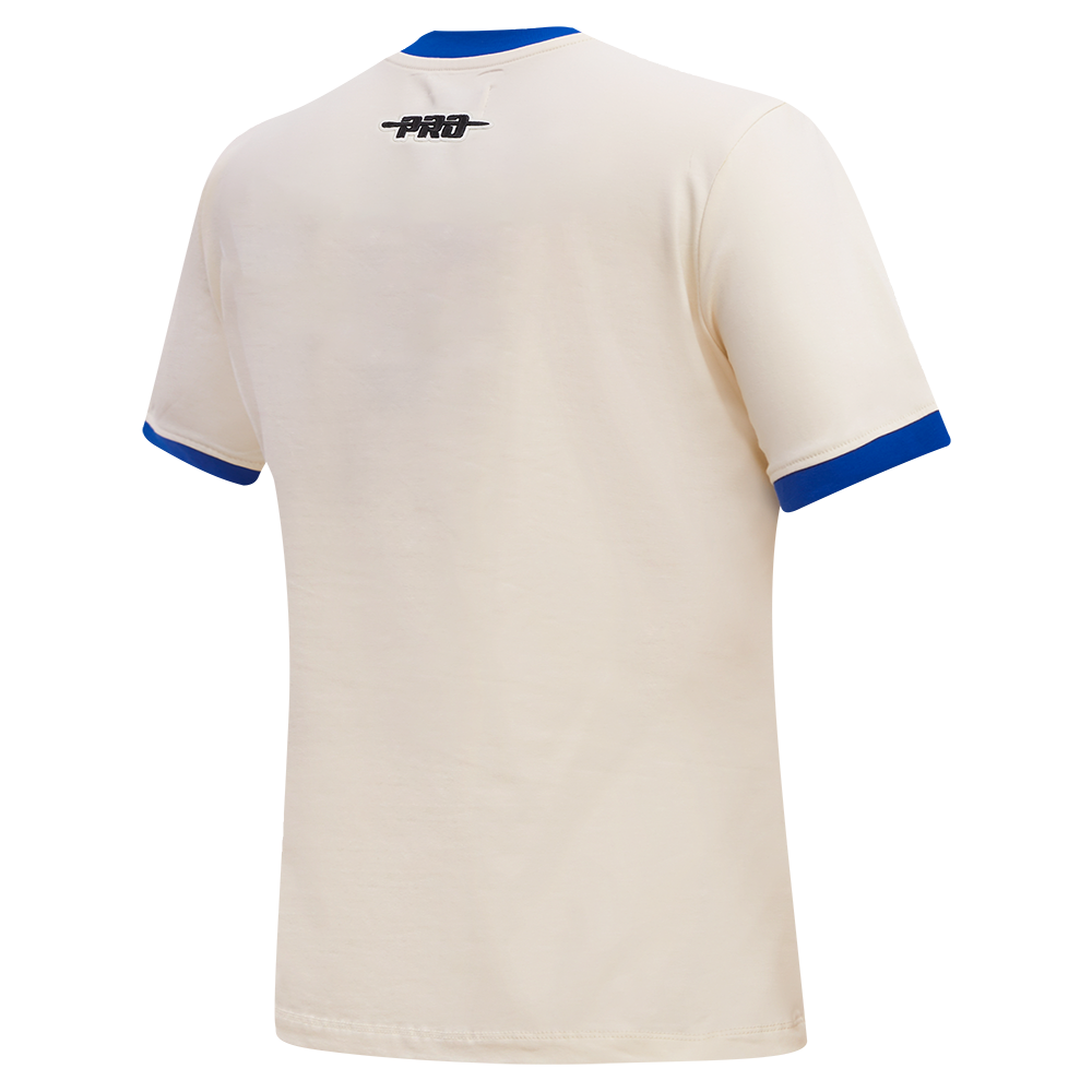 NBA GOLDEN STATE WARRIORS RETRO CASCADE T-SHIRT À BORDURES CONTRASTANTES POUR FEMME (COQUILLE D'ŒUF/BLEU ROYAL)