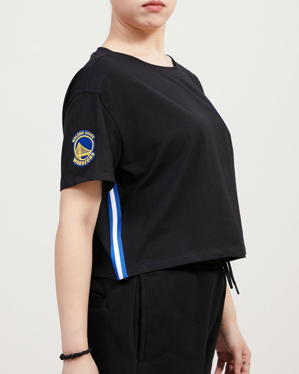 NBA GOLDEN STATE WARRIORS MASHUP WOMEN'S BOXY TEE (BLACK)