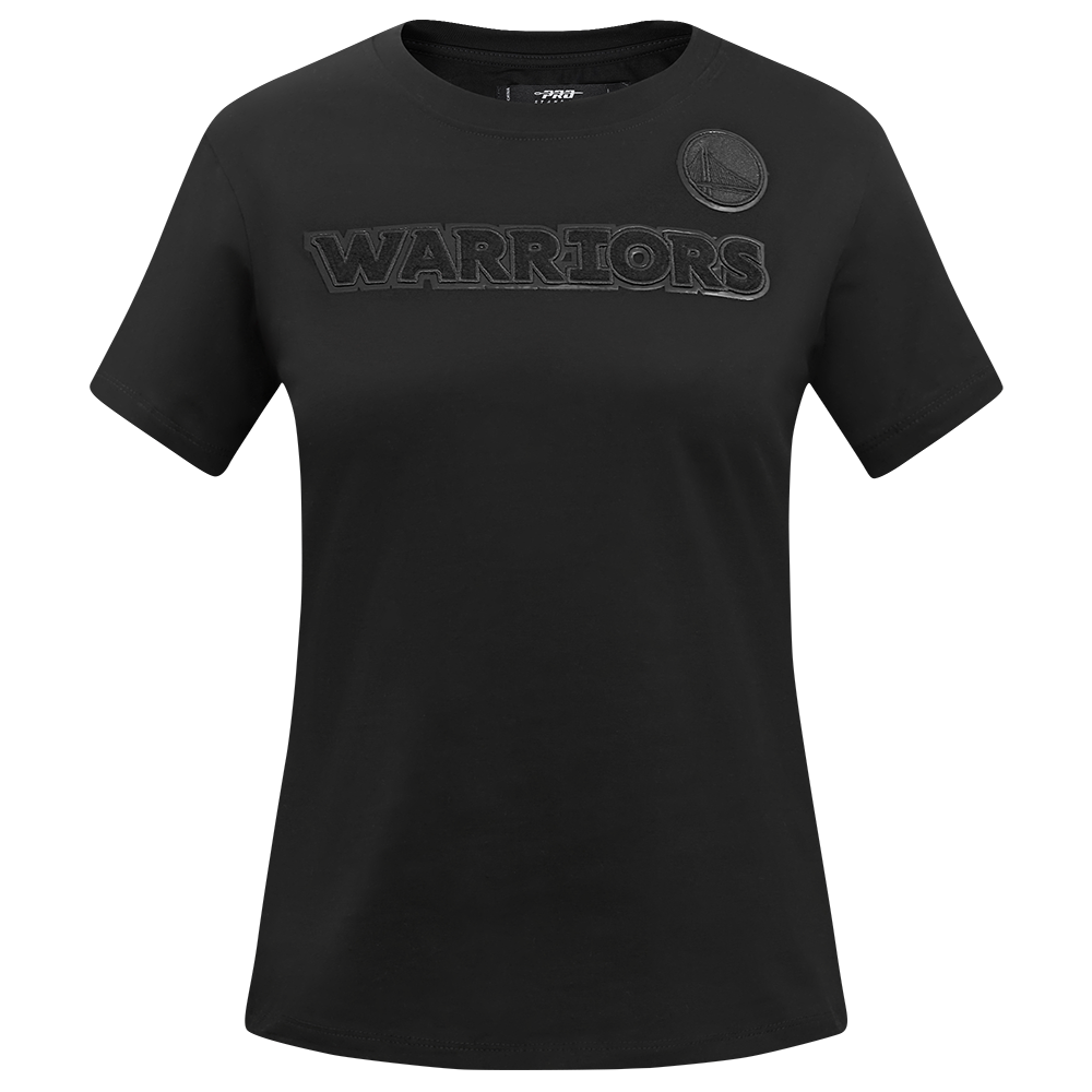 NBA GOLDEN STATE WARRIORS TRIPLE BLACK T-SHIRT EN JERSEY SIMPLE À COUPE AJUSTÉE POUR FEMME (TRIPLE NOIR FEMME)