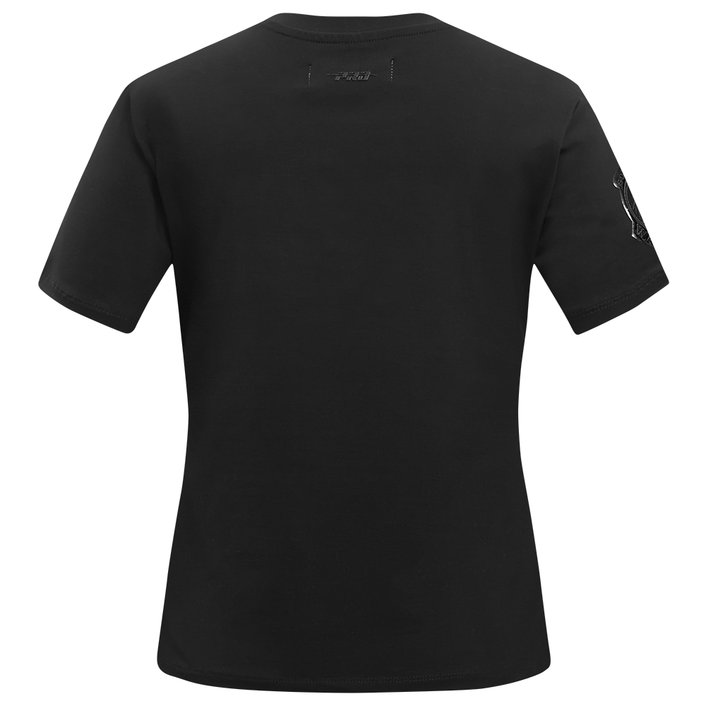 NBA GOLDEN STATE WARRIORS TRIPLE BLACK T-SHIRT EN JERSEY SIMPLE À COUPE AJUSTÉE POUR FEMME (TRIPLE NOIR FEMME)