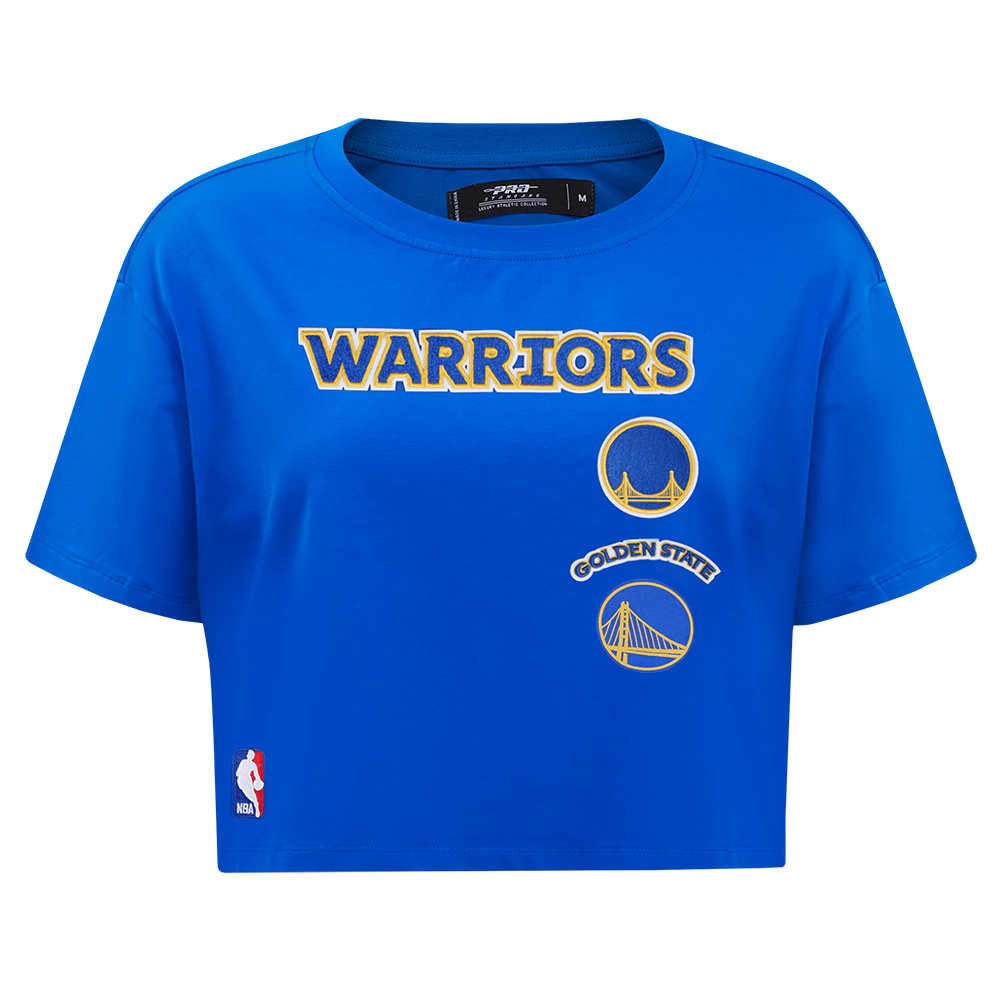 NBA GOLDEN STATE WARRIORS RETRO CLASSIC T-SHIRT À COUPE CARRÉE POUR FEMME (BLEU ROYAL)