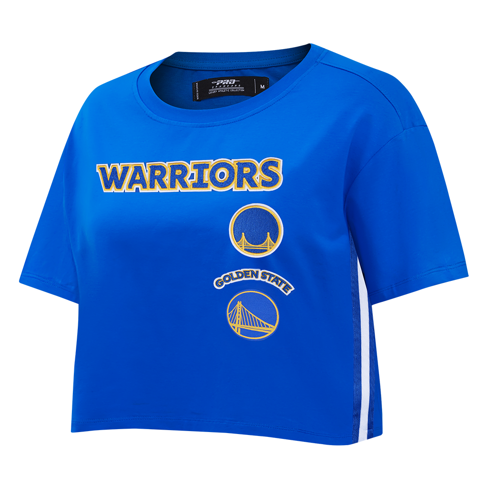 NBA GOLDEN STATE WARRIORS RETRO CLASSIC T-SHIRT À COUPE CARRÉE POUR FEMME (BLEU ROYAL)