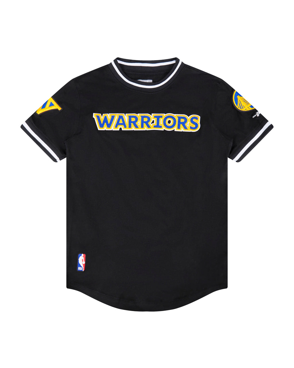 NBA GOLDEN STATE WARRIORS CLASSIC T-SHIRT CÔTELÉ RAYÉ À MANCHES COURTES POUR GARÇON JUNIOR (NOIR)