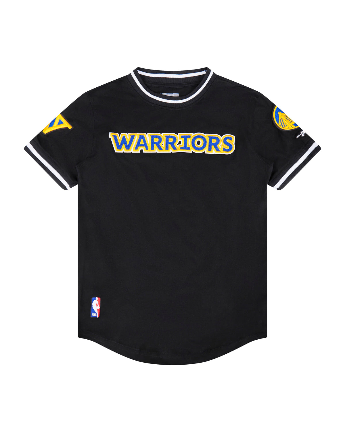 NBA GOLDEN STATE WARRIORS CLASSIC T-SHIRT CÔTELÉ RAYÉ À MANCHES COURTES POUR GARÇON JUNIOR (NOIR)