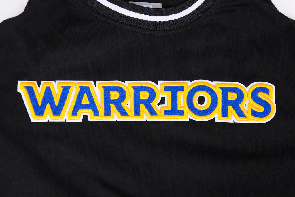 NBA GOLDEN STATE WARRIORS CLASSIC T-SHIRT CÔTELÉ RAYÉ À MANCHES COURTES POUR GARÇON JUNIOR (NOIR)
