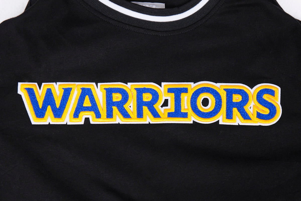 NBA GOLDEN STATE WARRIORS CLASSIC T-SHIRT CÔTELÉ RAYÉ À MANCHES COURTES POUR GARÇON JUNIOR (NOIR)