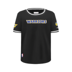 NBA GOLDEN STATE WARRIORS CLASSIC T-SHIRT CÔTELÉ RAYÉ À MANCHES COURTES POUR GARÇON JUNIOR (NOIR)