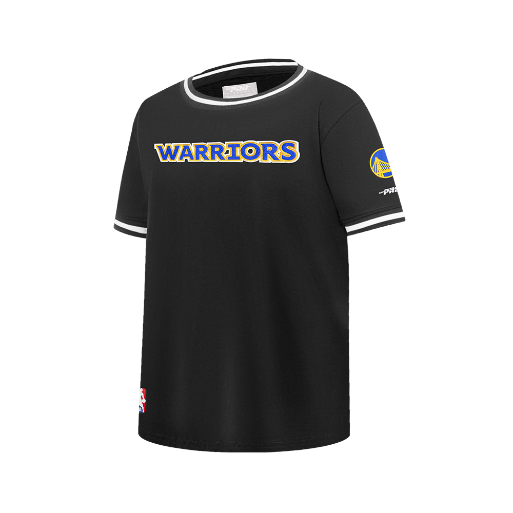 NBA GOLDEN STATE WARRIORS CLASSIC BIG BOY'S SHORT SLEEVE STRIPED RIB TEE (BLACK)