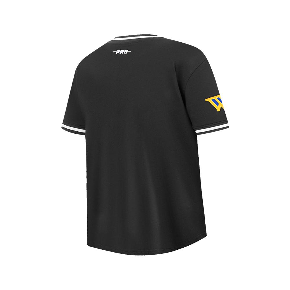 NBA GOLDEN STATE WARRIORS CLASSIC T-SHIRT CÔTELÉ RAYÉ À MANCHES COURTES POUR GARÇON JUNIOR (NOIR)