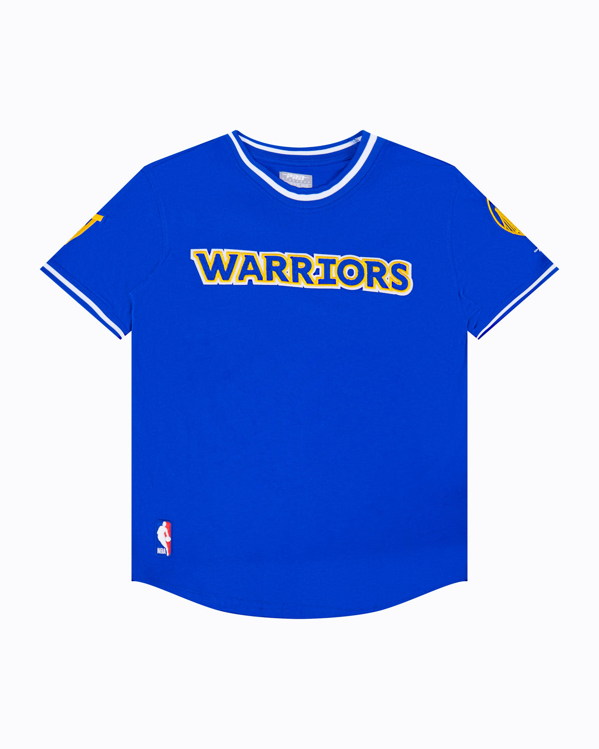 NBA GOLDEN STATE WARRIORS CLASSIC T-SHIRT CÔTELÉ RAYÉ À MANCHES COURTES POUR GARÇON JUNIOR (BLEU ROYAL)