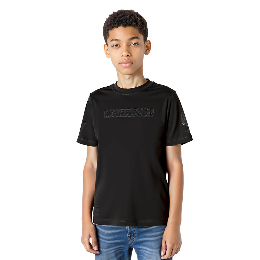 NBA GOLDEN STATE WARRIORS TRIPLE BLACK T-SHIRT EN JERSEY SIMPLE POUR GARÇON JUNIOR (NOIR)