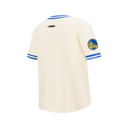 NBA GOLDEN STATE WARRIORS RETRO CLASSIC T-SHIRT CÔTELÉ RAYÉ À MANCHES COURTES POUR GARÇON JUNIOR (COQUILLE D'ŒUF/BLEU ROYAL)