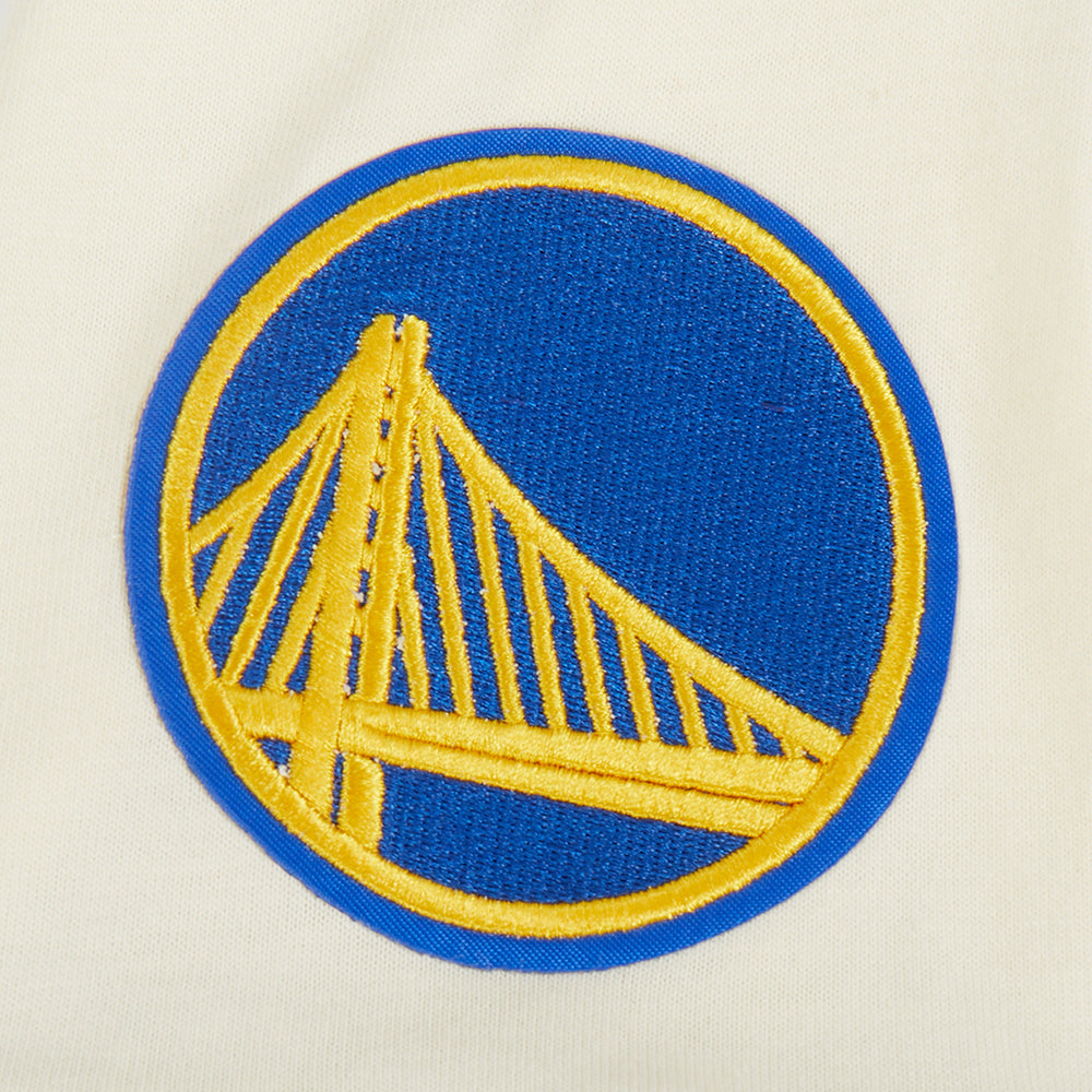NBA GOLDEN STATE WARRIORS RETRO CLASSIC T-SHIRT CÔTELÉ RAYÉ À MANCHES COURTES POUR GARÇON JUNIOR (COQUILLE D'ŒUF/BLEU ROYAL)