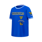 NBA GOLDEN STATE WARRIORS RETRO CLASSIC T-SHIRT CÔTELÉ RAYÉ À MANCHES COURTES POUR GARÇON JUNIOR (BLEU ROYAL)