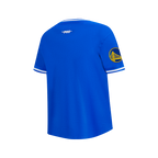 NBA GOLDEN STATE WARRIORS RETRO CLASSIC T-SHIRT CÔTELÉ RAYÉ À MANCHES COURTES POUR GARÇON JUNIOR (BLEU ROYAL)