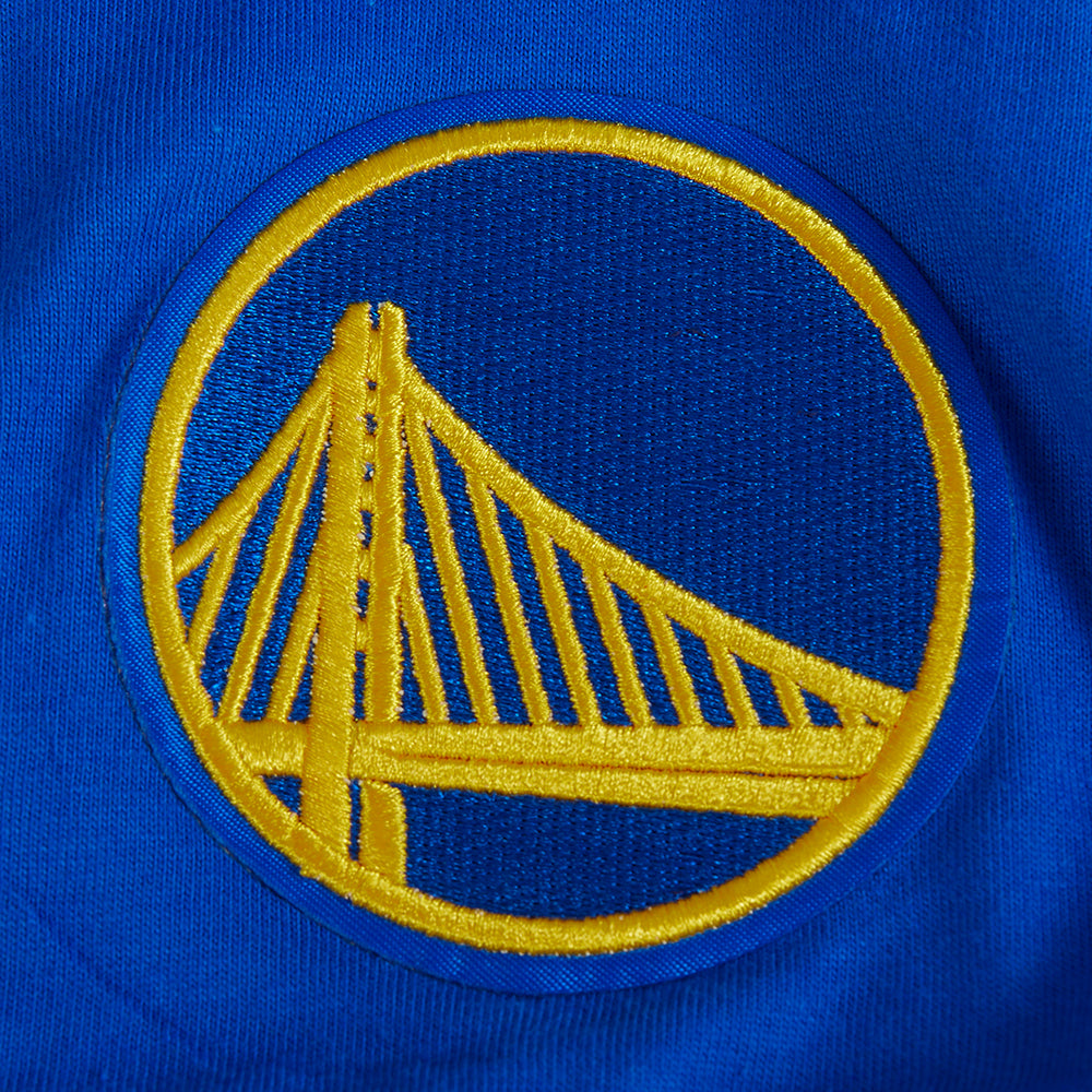 NBA GOLDEN STATE WARRIORS RETRO CLASSIC T-SHIRT CÔTELÉ RAYÉ À MANCHES COURTES POUR GARÇON JUNIOR (BLEU ROYAL)