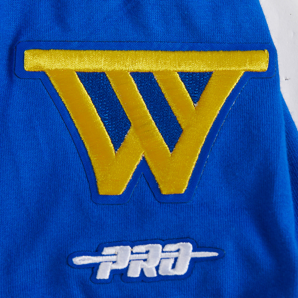 NBA GOLDEN STATE WARRIORS RETRO CLASSIC T-SHIRT CÔTELÉ RAYÉ À MANCHES COURTES POUR GARÇON JUNIOR (BLEU ROYAL)