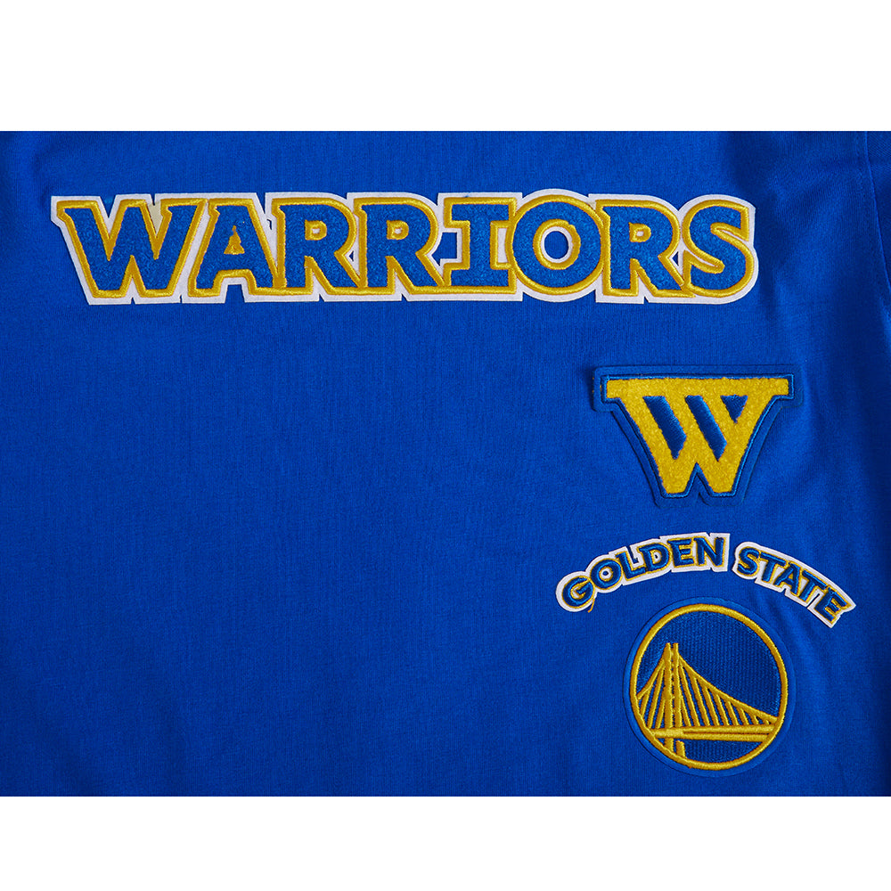 NBA GOLDEN STATE WARRIORS RETRO CLASSIC T-SHIRT CÔTELÉ RAYÉ À MANCHES COURTES POUR GARÇON JUNIOR (BLEU ROYAL)