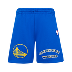 NBA GOLDEN STATE WARRIORS RETRO CLASSIC SHORT EN MOLLETON POUR GARÇON JUNIOR (BLEU ROYAL)