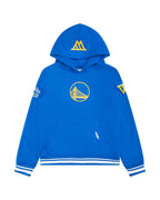 NBA GOLDEN STATE WARRIORS RETRO CLASSIC BIG BOY'S RIB FLEECE PULLOVER HOODIE (ROYAL BLUE)