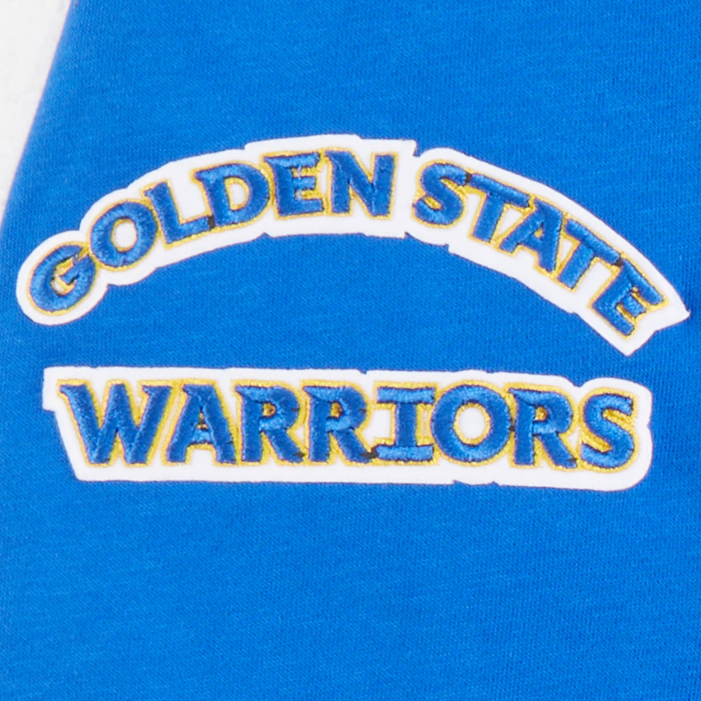 NBA GOLDEN STATE WARRIORS RETRO CLASSIC BIG BOY'S RIB FLEECE PULLOVER HOODIE (ROYAL BLUE)