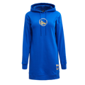 NBA GOLDEN STATE WARRIORS CLASSIC WOMEN'S PULLOVER HOODIE DRESS (ROYAL BLUE)