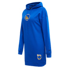 NBA GOLDEN STATE WARRIORS CLASSIC WOMEN'S PULLOVER HOODIE DRESS (ROYAL BLUE)