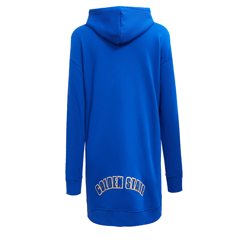 NBA GOLDEN STATE WARRIORS CLASSIC WOMEN'S PULLOVER HOODIE DRESS (ROYAL BLUE)