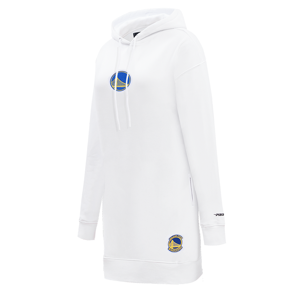 NBA GOLDEN STATE WARRIORS CLASSIC WOMEN'S FLC HOODIE DRESS (WHITE)