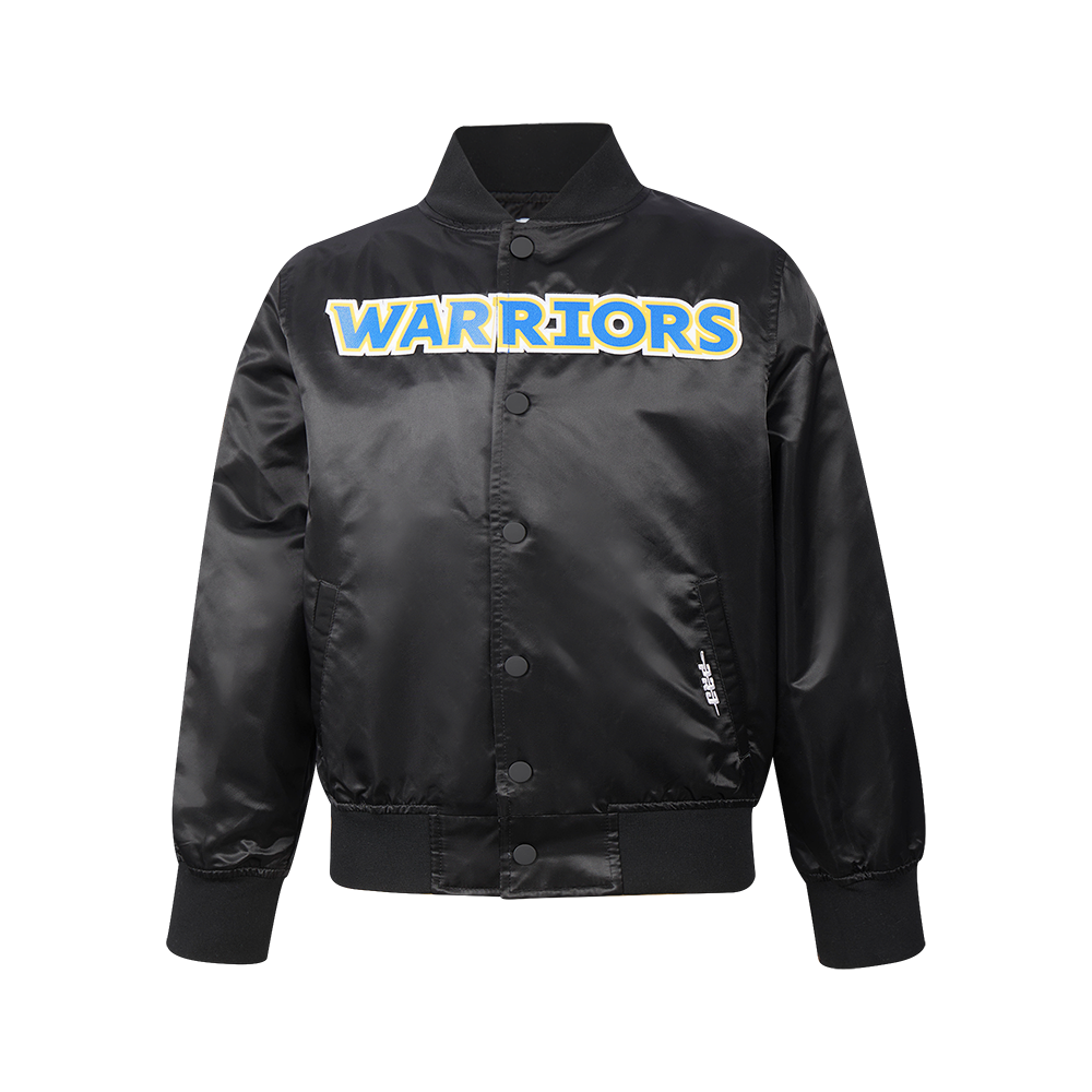 NBA GOLDEN STATE WARRIORS CLASSIC BIG BOY'S SATIN JACKET (BLACK)