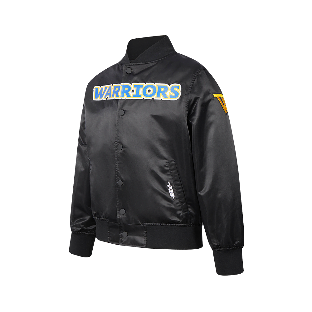 NBA GOLDEN STATE WARRIORS CLASSIC BLOUSON EN SATIN POUR GARÇON JUNIOR (NOIR)