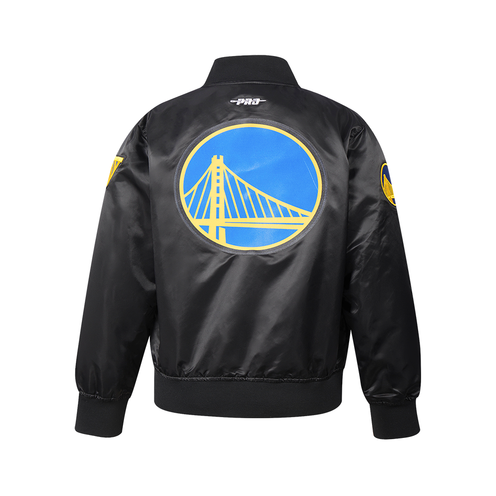 NBA GOLDEN STATE WARRIORS CLASSIC BIG BOY'S SATIN JACKET (BLACK)