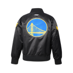 NBA GOLDEN STATE WARRIORS CLASSIC BIG BOY'S SATIN JACKET (BLACK)