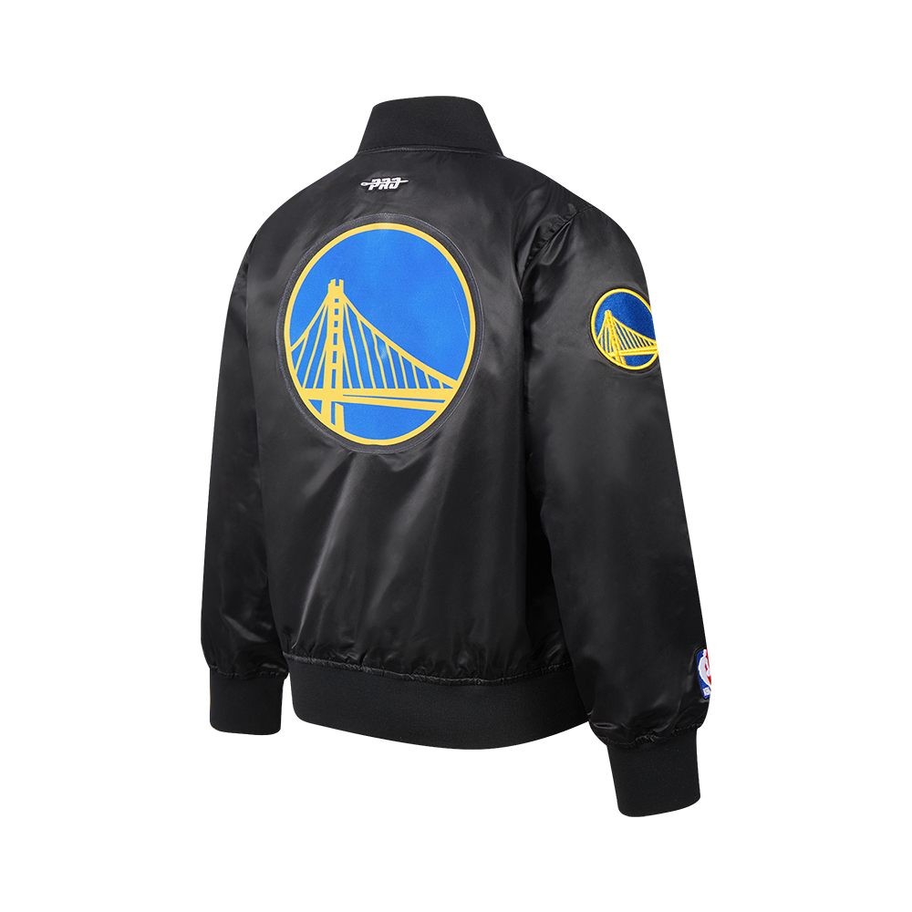 NBA GOLDEN STATE WARRIORS CLASSIC BIG BOY'S SATIN JACKET (BLACK)
