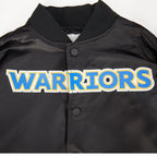 NBA GOLDEN STATE WARRIORS CLASSIC BIG BOY'S SATIN JACKET (BLACK)
