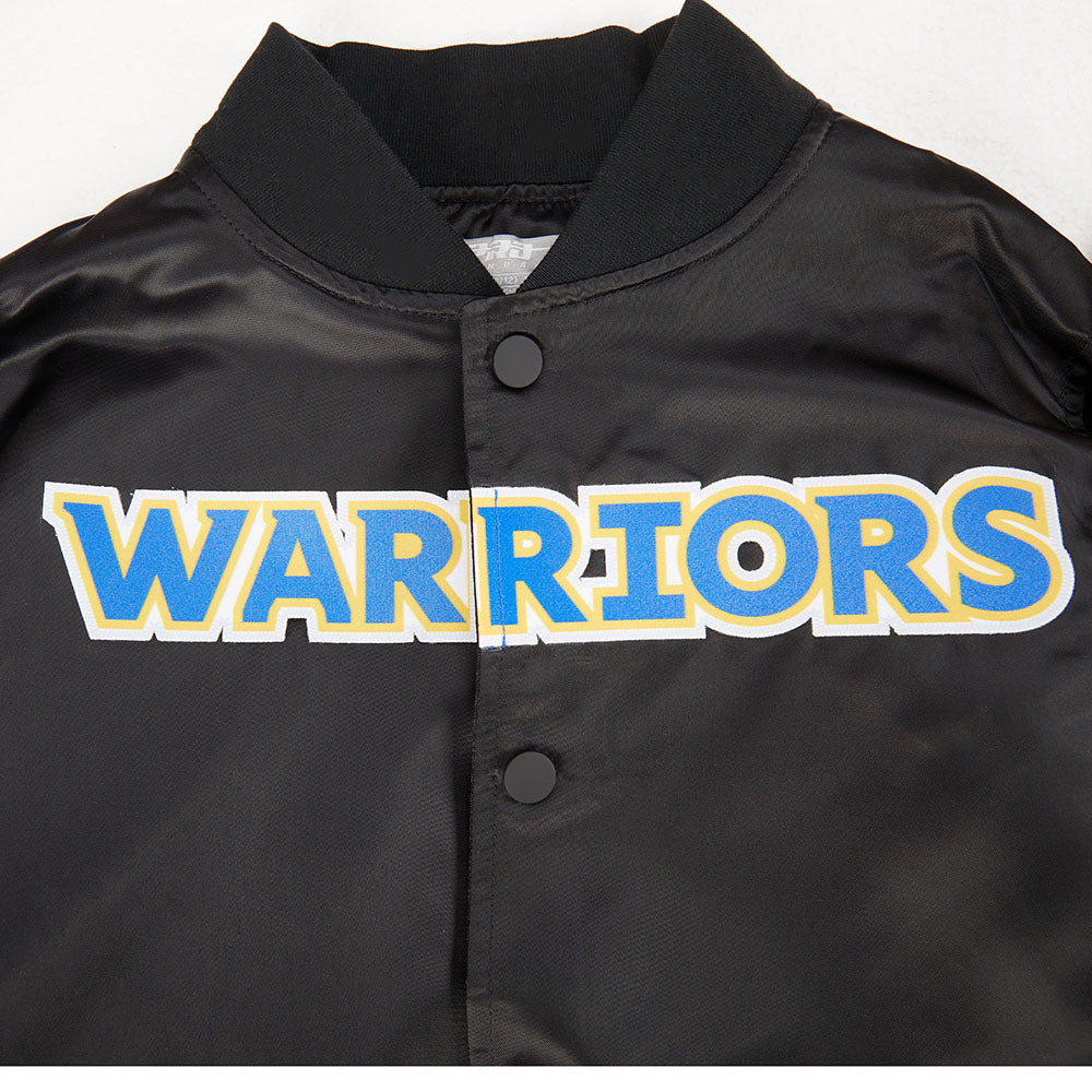 NBA GOLDEN STATE WARRIORS CLASSIC BIG BOY'S SATIN JACKET (BLACK)