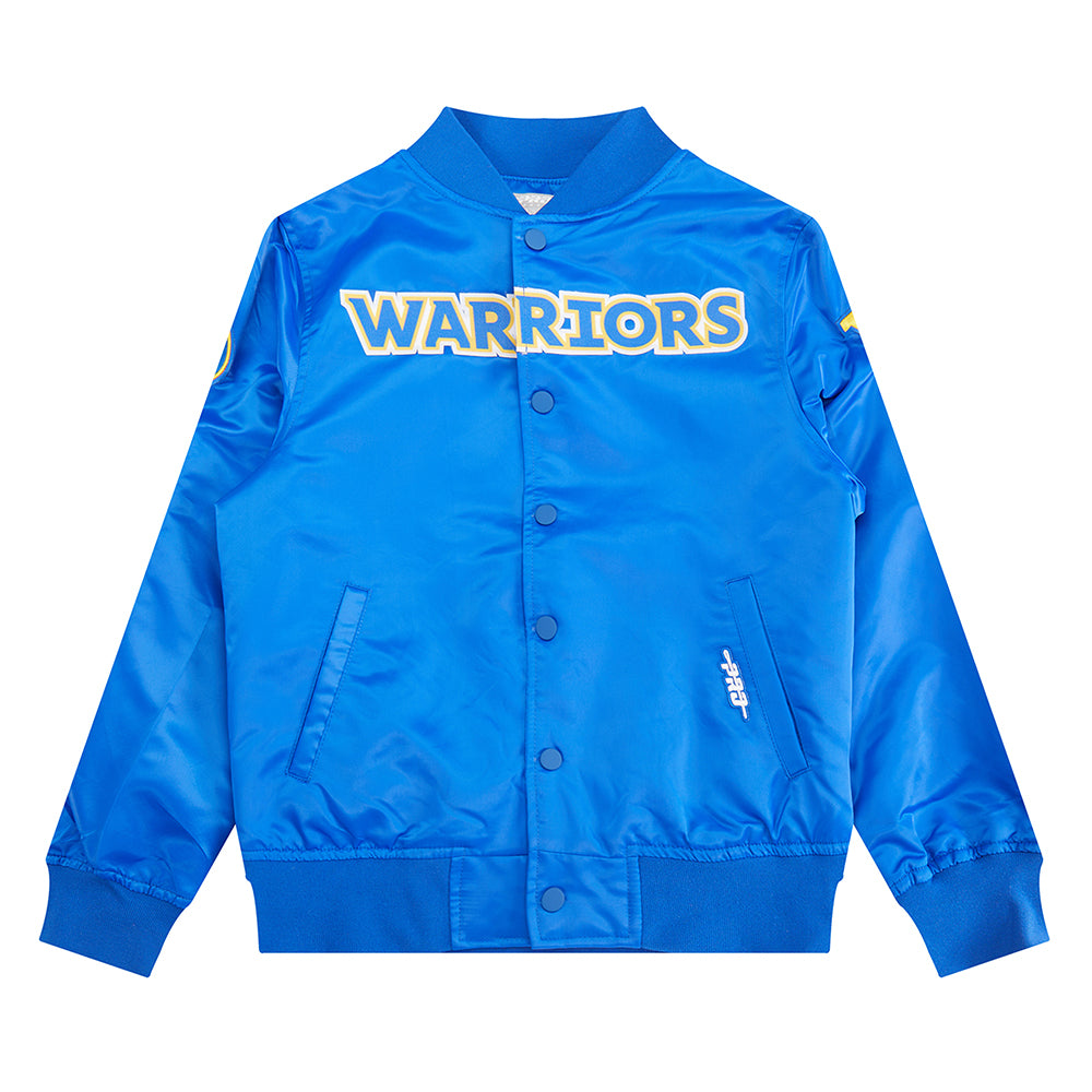 NBA GOLDEN STATE WARRIORS CLASSIC BLOUSON EN SATIN POUR GARÇON JUNIOR (BLEU ROYAL)