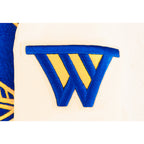NBA GOLDEN STATE WARRIORS RETRO CLASSIC BIG BOY'S RIB SATIN JACKET (EGGSHELL/ROYAL BLUE)