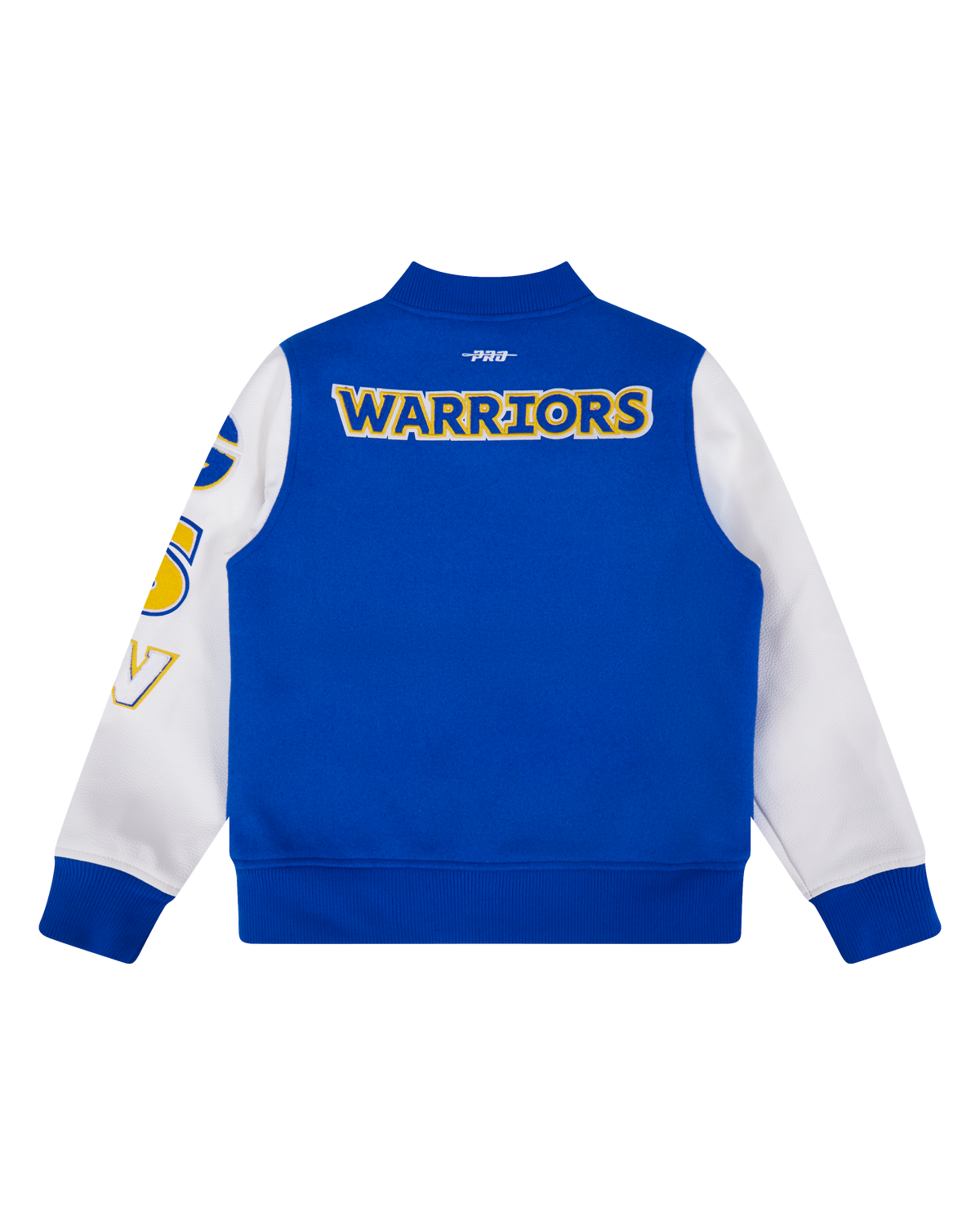 NBA GOLDEN STATE WARRIORS CLASSIC BLOUSON COLLÉGIAL EN LAINE POUR GARÇON JUNIOR (BLEU ROYAL/BLANC)